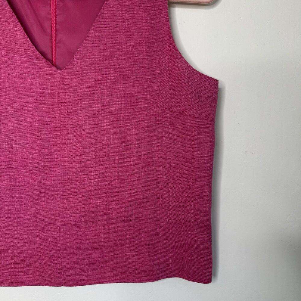 Harve Bernard Vintage Sz 10P Pure Linen Pink Structured Crop Tank Top Barbiecore - Picture 3 of 11
